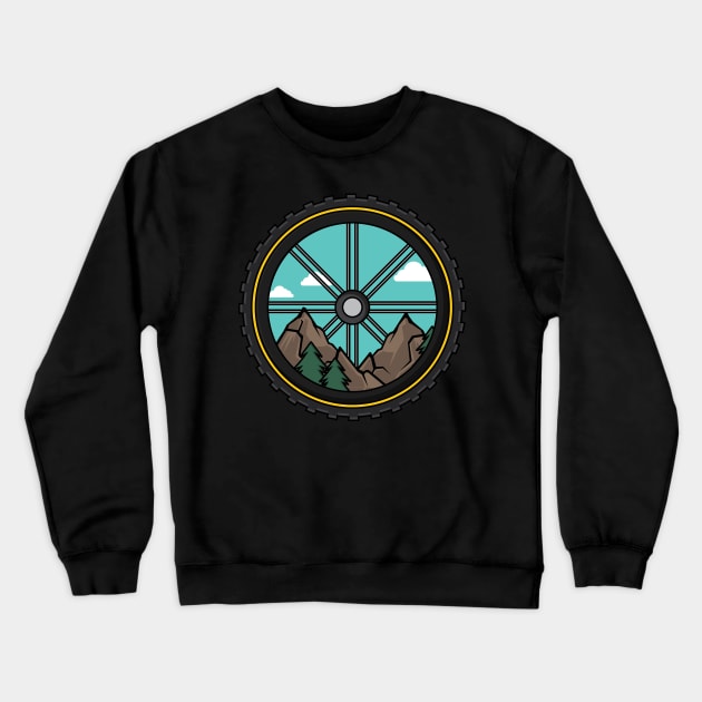 MOUNTAIN BIKING: Cycling Mountain Bike Wheel Scenery Gift Crewneck Sweatshirt by woormle